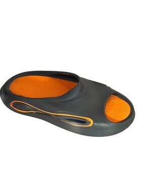 Unisex Black & Orange Open-Toe Rubber Slip-On Sandals With Contoured Footbed